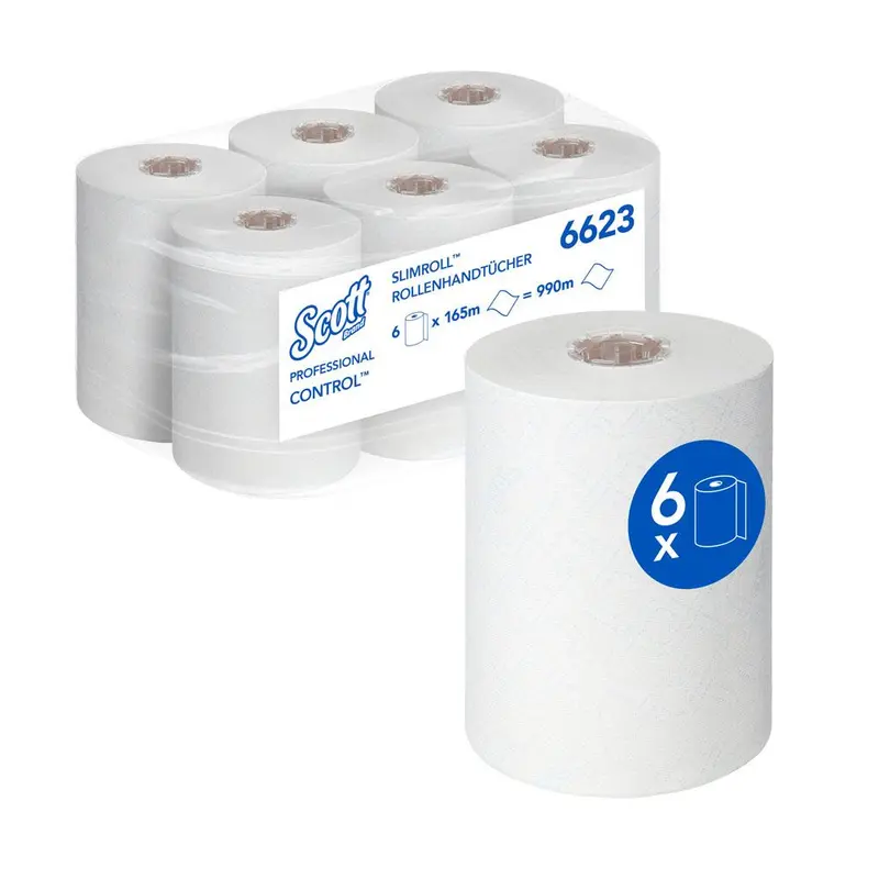 Scott® Control™ Slimroll™ Handtücher 6623, 1-lagig, Rolle, FSC®-Mix, weiß - Karton mit 6 Stück