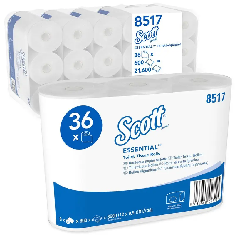 Scott® Essential™ Toilettenpapier 8517, Kleinrolle, 2-lagig, FSC®-Recycled - Karton mit 36 Rollen (6x6 Rollen