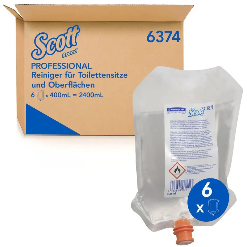Scott® Reiniger für Toilettensitze und Oberflächen 6374, transparent - Karton mit 6 Stück - Artikel 6374
