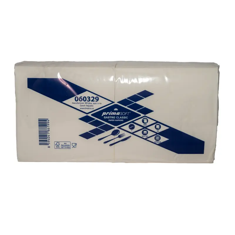 Servietten 1-lagig primaSoft classic, 3000 Servietten im Karton, 33 x 33 cm