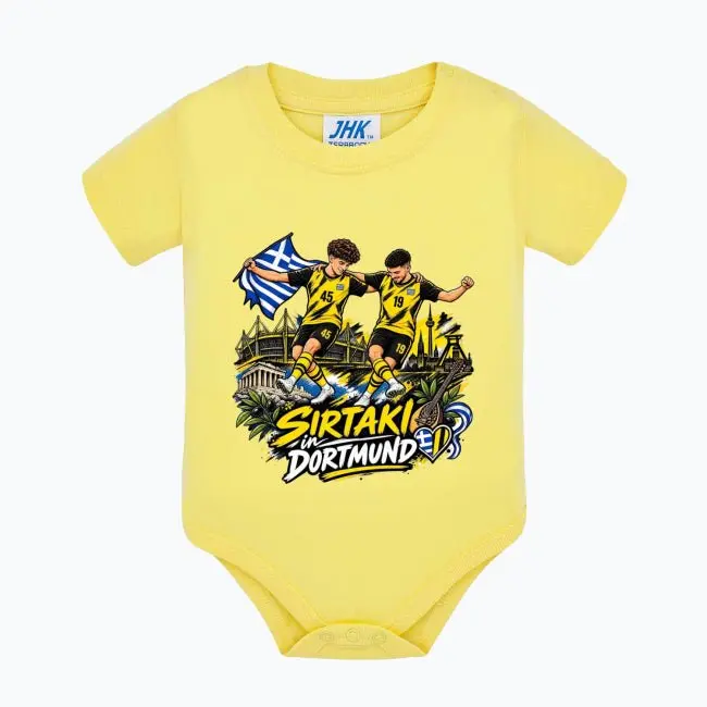Sirtaki in Dortmund Baby Body – Schwarz-Gelb Fan-Edition | Kurzarm Baby-Bodysuit