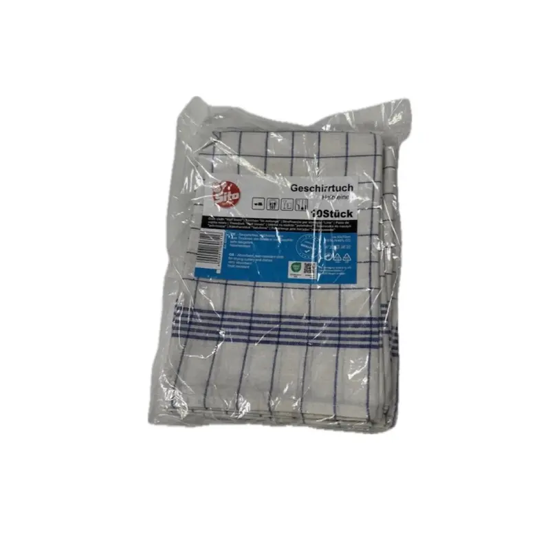 SITO Geschirrtücher Halbleinen Blau/Weiß 50 × 70 cm – 10 Stück