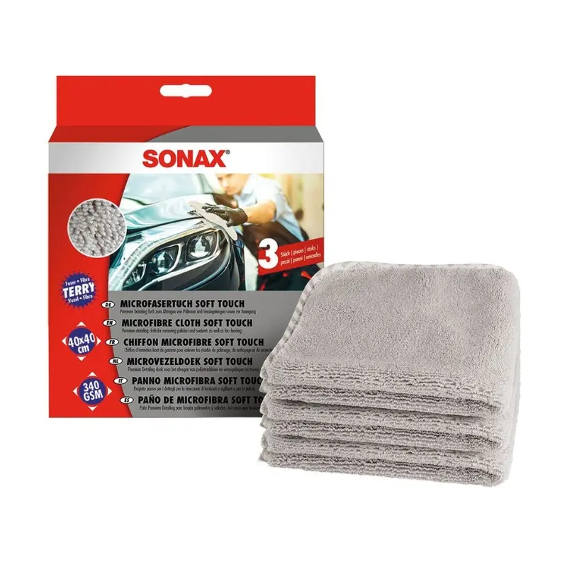 Sonax Mikrofasertuch Soft Touch 40 × 40cm | 3er-Pack