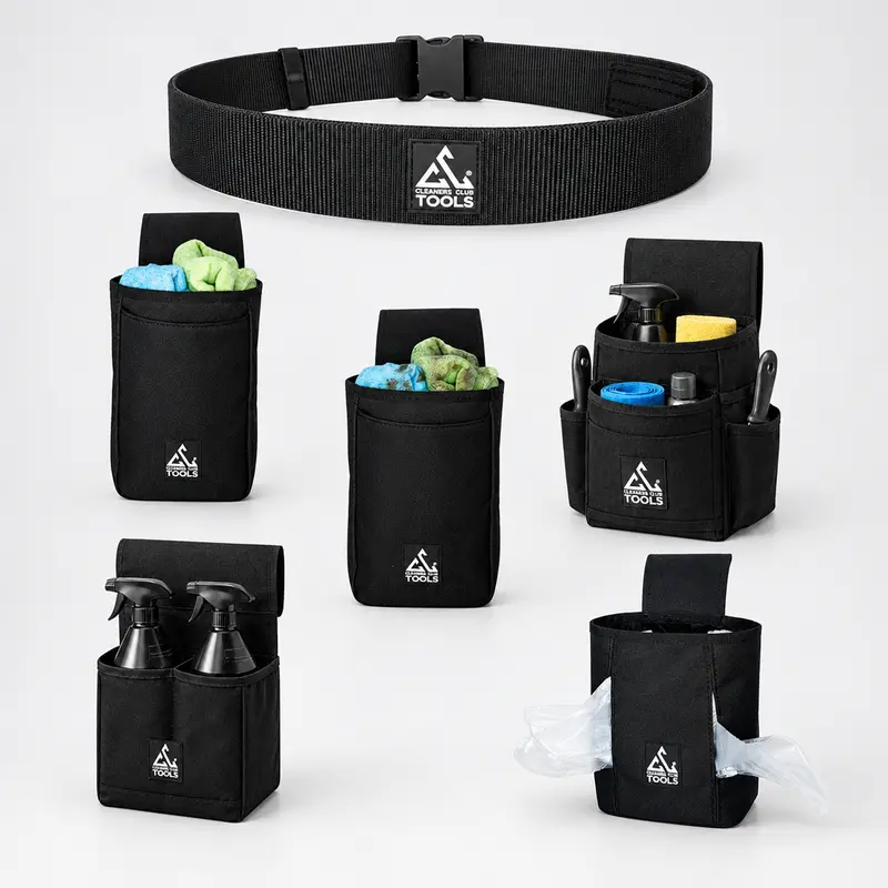 Starterset Unterhaltsreinigung komplett – 1 Gürtel + 5 Taschen