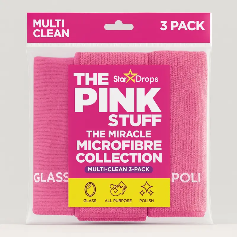 The Pink Stuff Microvezel schoonmaak doek roze (3 stuks)