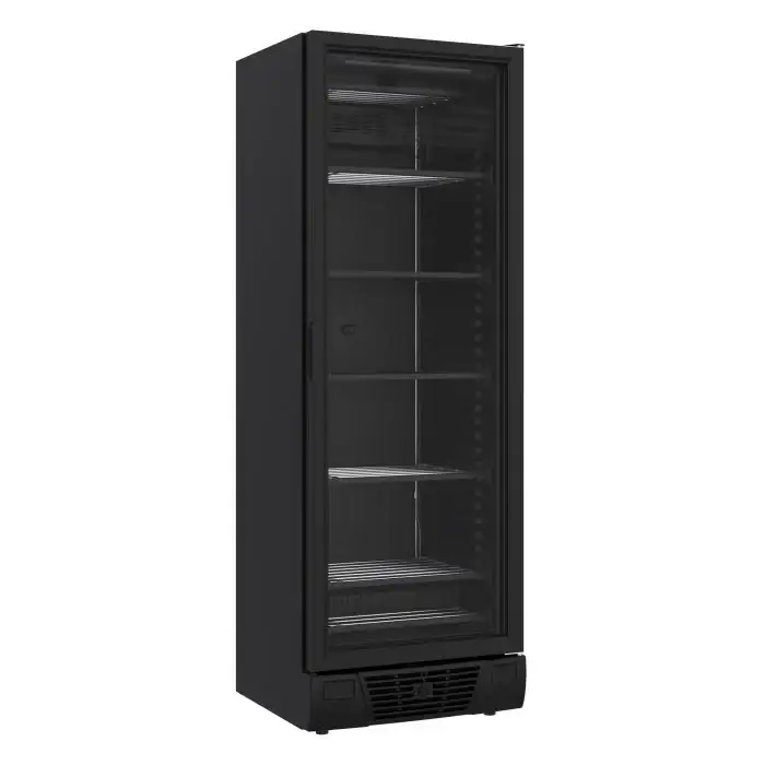 Tiefkühlschrank 1 Glastür - Schwarz - 382 Liter - 640x670x1875 mm - inkl. Scheibenheizung