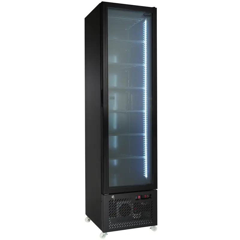 Tiefkühlschrank 1 Glastür Schwarz NAP-250F - 490x560x1915 mm - 208 Liter
