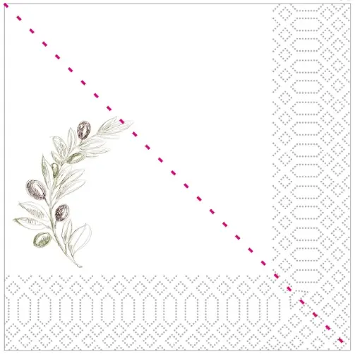 Tischservietten 40 × 40 cm  Oliven-Motiv – 3-lagig - 840 Stück