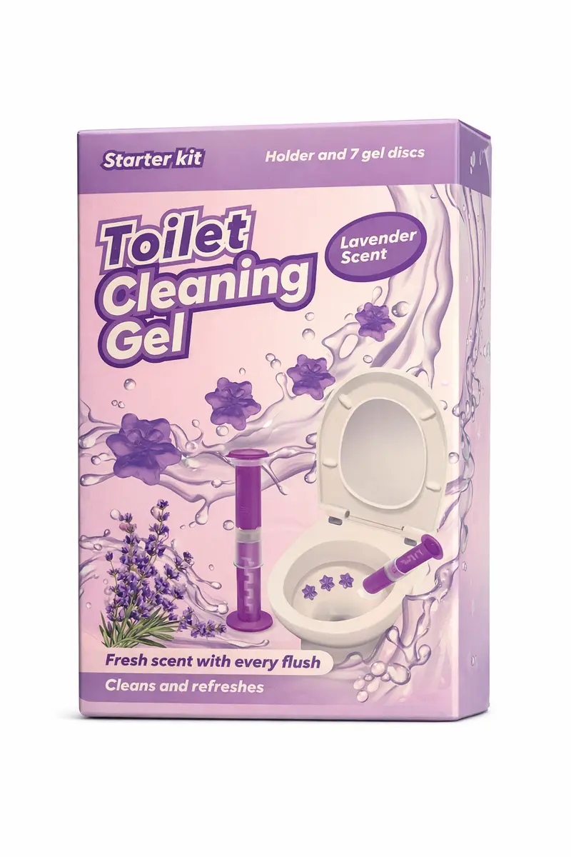 Toilet Cleaning Gel Starter Kit – Lavendel Geur – Houder + 7 Gel Discs – Toiletverfrisser & Reinigingsgel