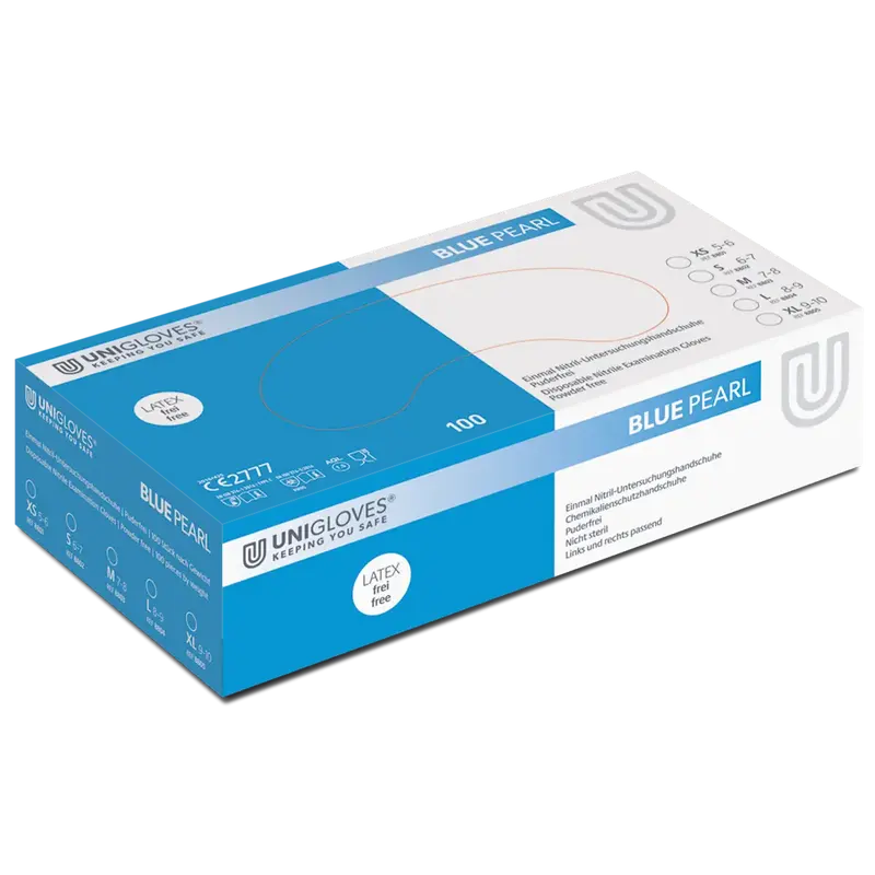 Unigloves BLUE PEARL Einmal-Untersuchungshandschuhe aus Nitril