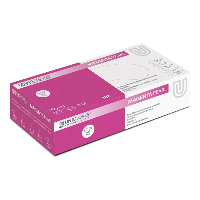 Unigloves MAGENTA PEARL Einmal- Untersuchungshandschuhe aus Nitril