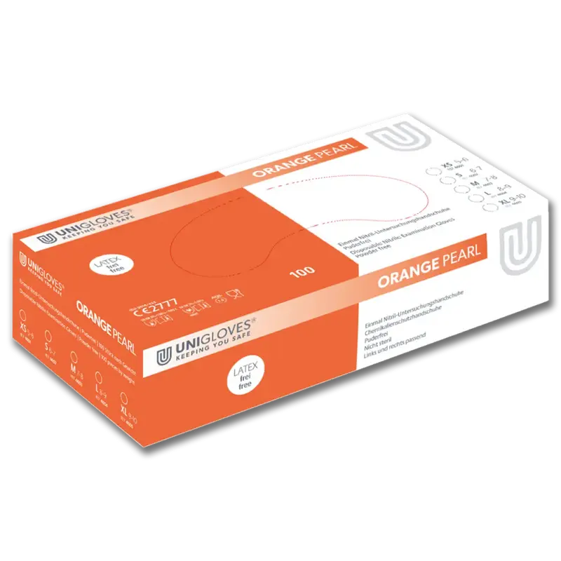 Unigloves ORANGE PEARL Einmal- Untersuchungshandschuhe aus Nitril