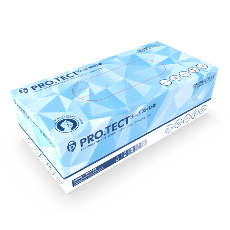 UNIGLOVES® PRO.TECT BLUE XHD+ 100Stk Einmalhandschuh GRIP puderfrei, unsteril, extra (Kopie)