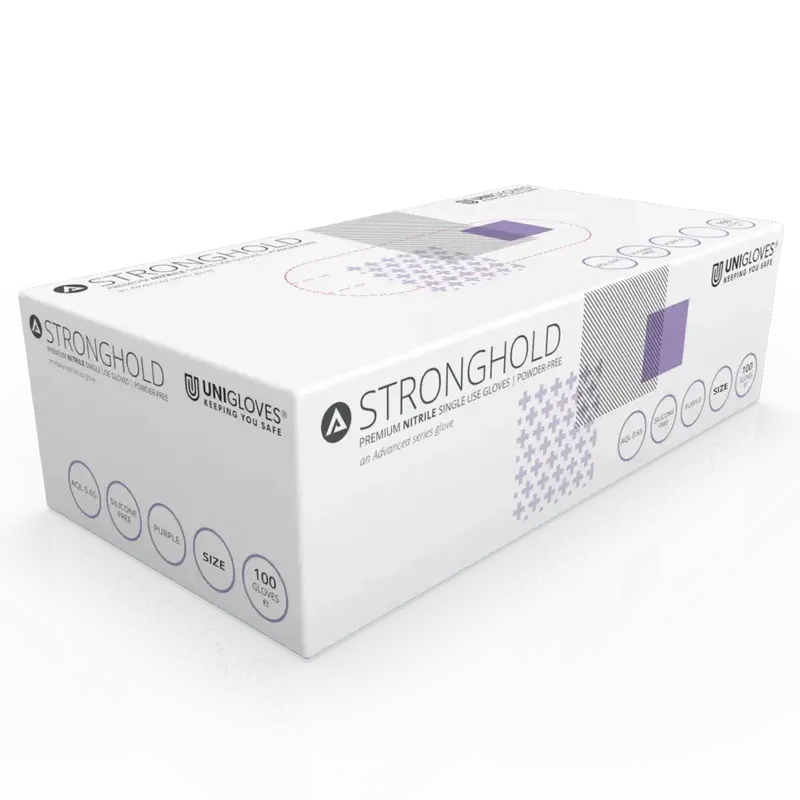 UNIGLOVES STRONGHOLD | Hochwertige Nitrilhandschuhe Chemikalienbeständig | 100 Stück