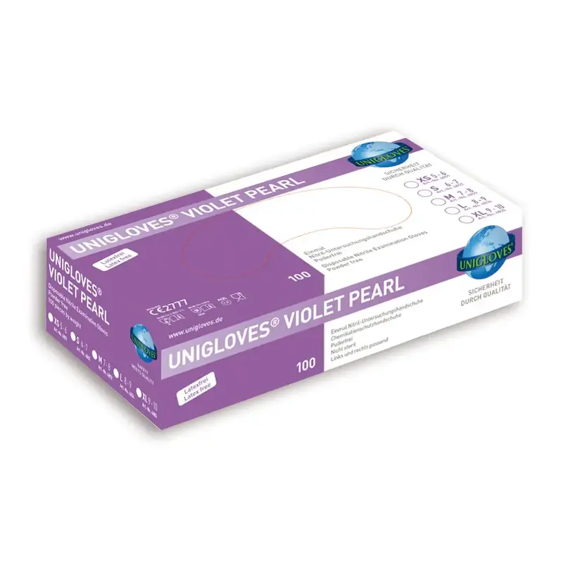 Unigloves VIOLET PEARL Einmal- Untersuchungshandschuhe aus Nitril