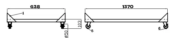 Unterbau Für Saladette 3 Türen - 1370x638x103 mm