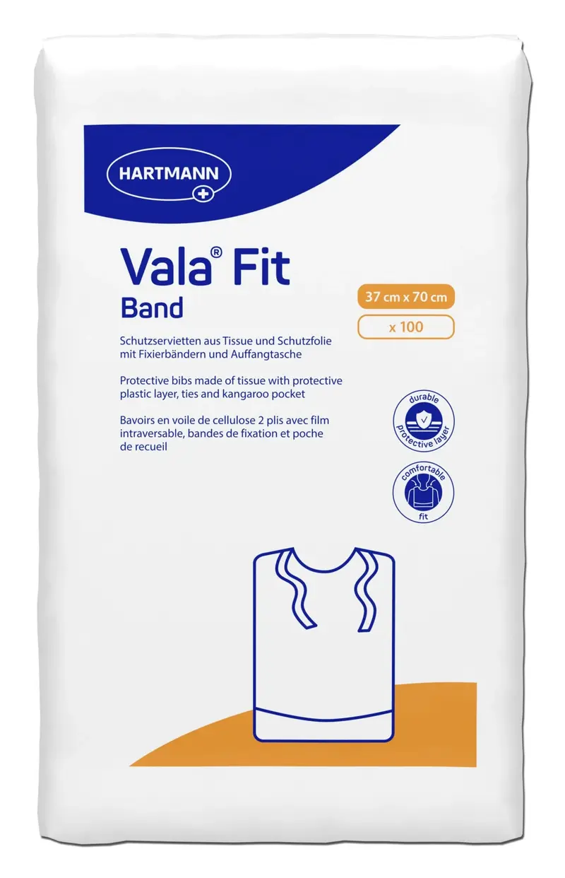 Vala® Fit band Einmal-Schutzlätzchen Wäscheschutz 100 Stück