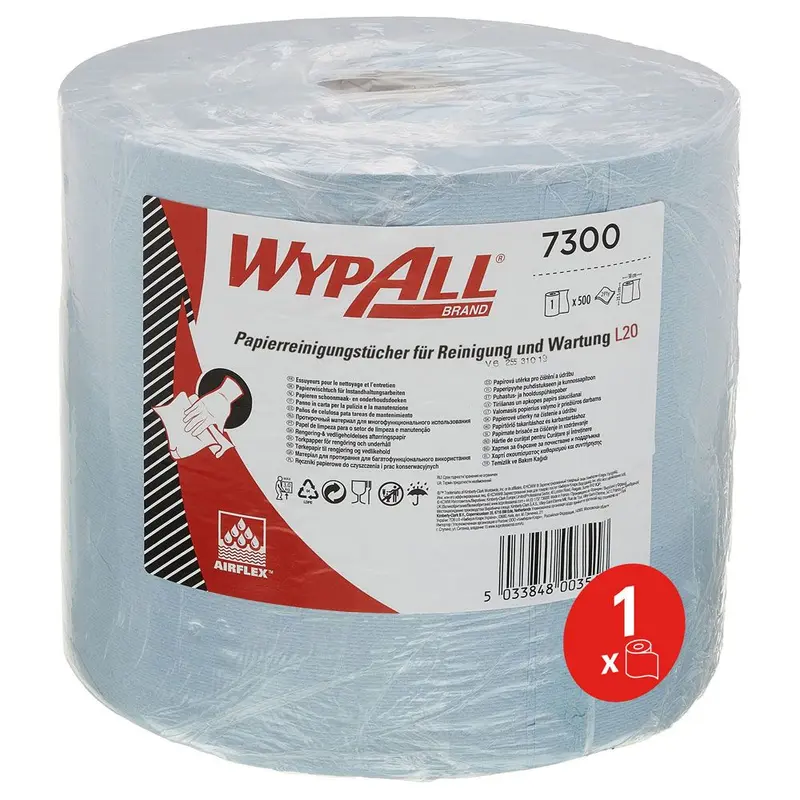 WypAll® L20 Papierwischtücher, 2-lagig, Rolle, blau - Karton mit 1 Rolle (1 x 500 Blatt)