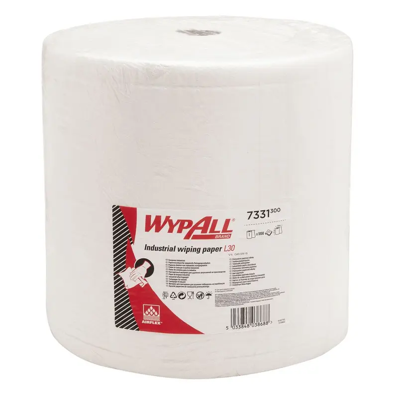 WypAll® L30 Papierwischtücher, 3-lagig, extra breit & lang, Rolle, weiß - Karton mit 1 Rolle (1 x 1000 Blatt)