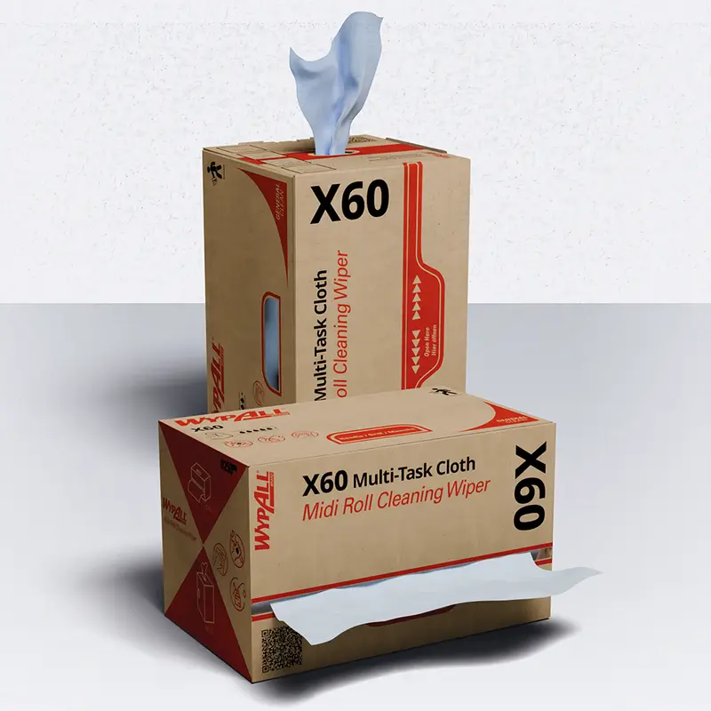WypAll® X60 General Clean Midi Roll Reinigungstücher, Spenderbox, blau - Karton mit 1 Rolle (1 x 235 Blatt)